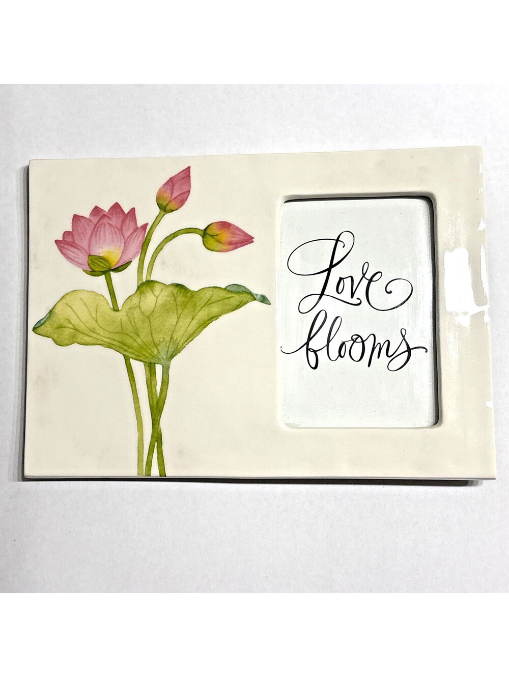 HALLMARK LOVE BLOOMS PHOTO FRAME New with tag White Ceramic Frame 6.5” X 8.5”
